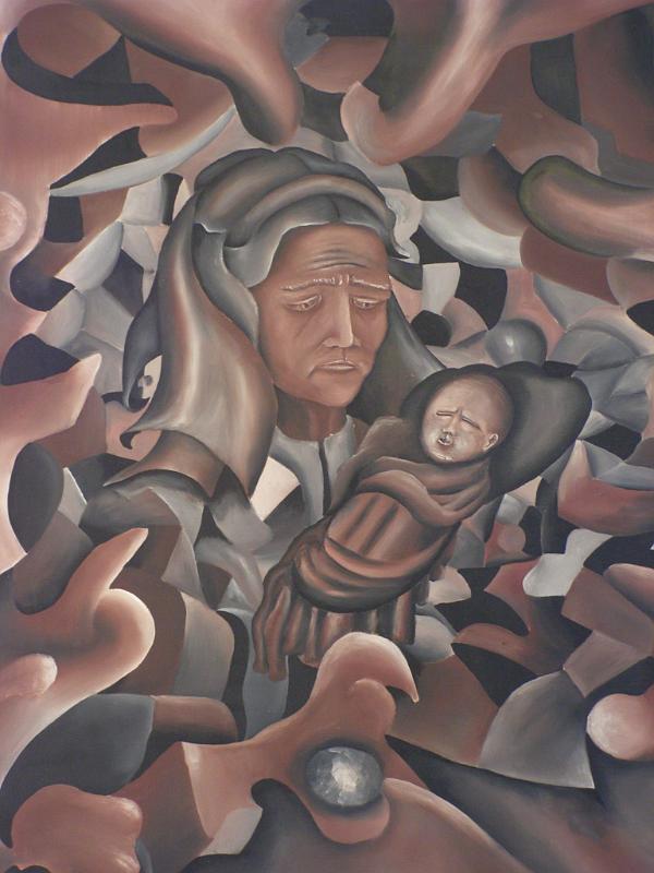 Mariä Bedrängnis (Triptychon links), 1978, Öl-Leinen, 70x80.jpg